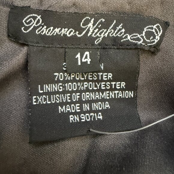 Pisarro Nights Beaded Bodice Satin Maxi Gown Women's 14 Gray Formal Wedding NWT - Picture 14 of 16